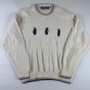 VTG Shenandoah Mens L Golf Sweater  Cream Argyle Golf Embroidered Pullover Knit